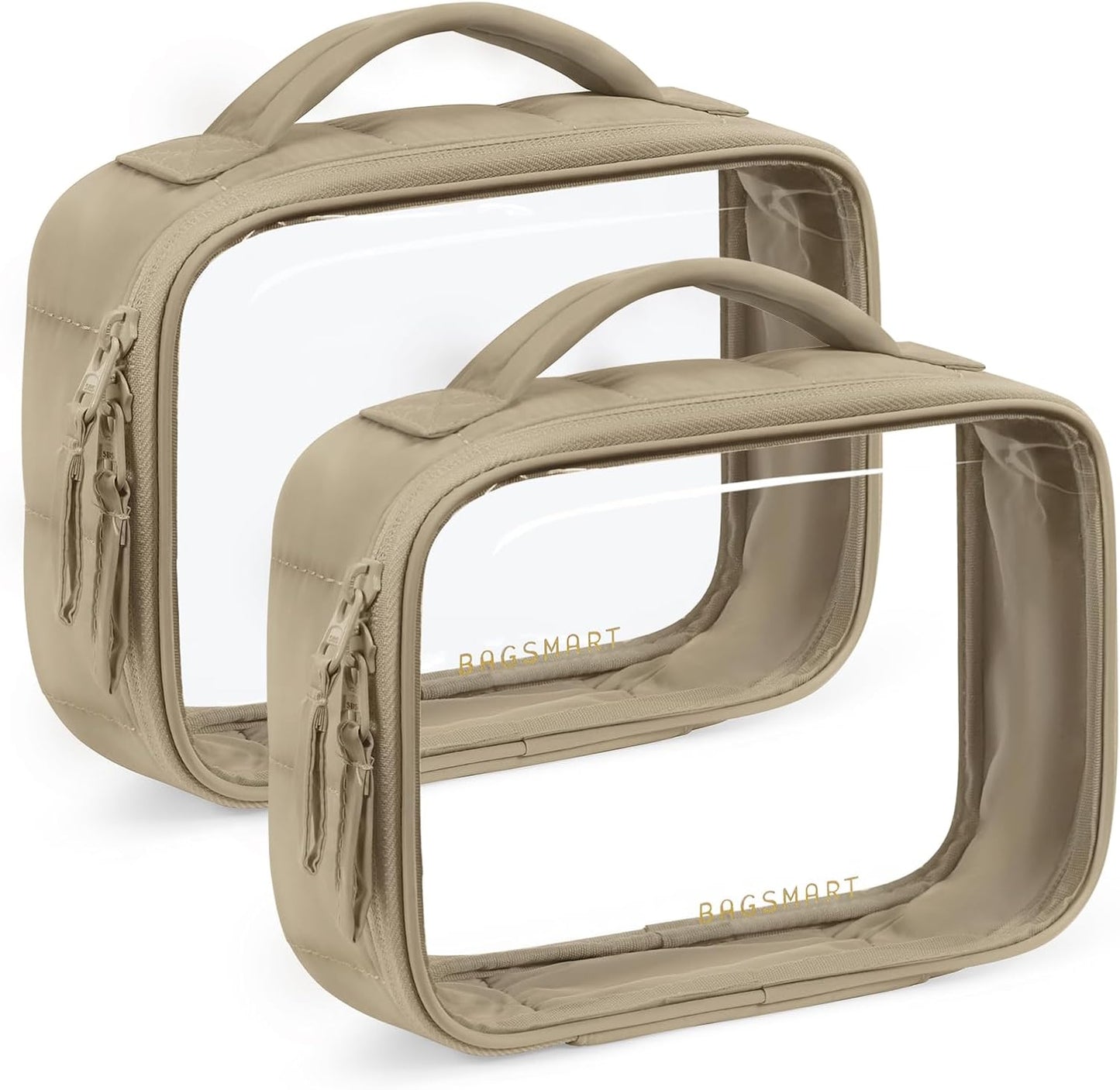 BAGSMART Clear TSA Approved Toiletry Bag, 2 Pack Travel Makeup Quart Size Cosmetic Bag with Handle for Women Men, Carry on Airport Airline Compliant