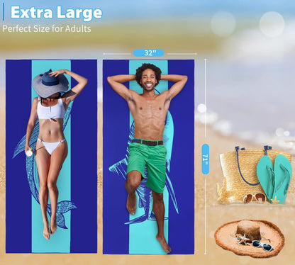 6 Pack Microfiber Oversized Lightweight Beach Towel 71x32 Extra Thin Large Sand Free Towels Travel Swim Pool Yoga Gym for Adults Women Men Beach Essentials Accessories Vacation Gift