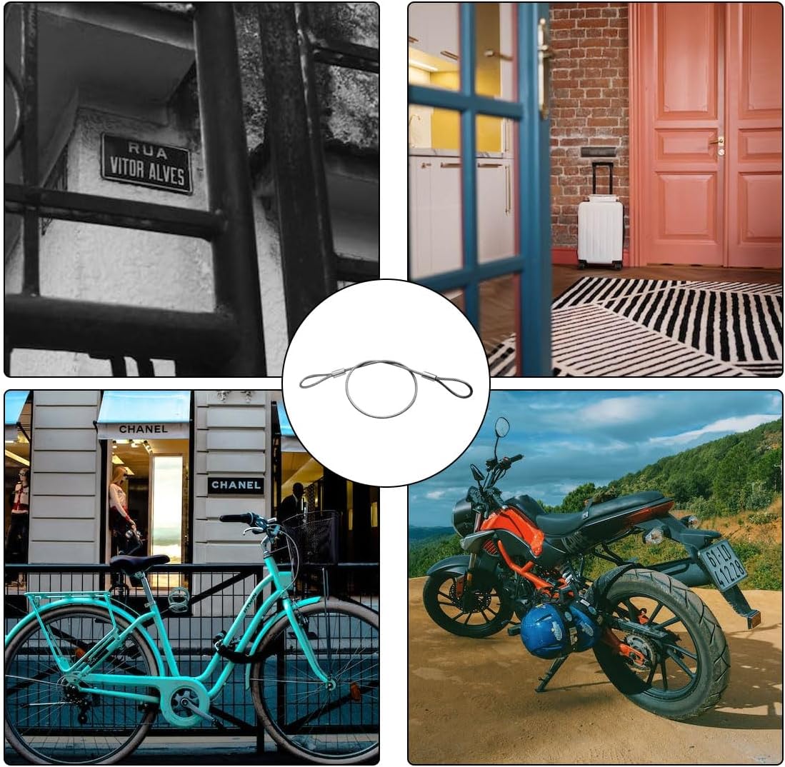 10 Pack Luggage Lock Safety Cable, Stainless Steel Cable with Loops, Stainless Steel Safety Cable, Safety Cable Lock, Braided Steel Coated Safety Cable Luggage Lock 2mm Thickness 12 inch Length