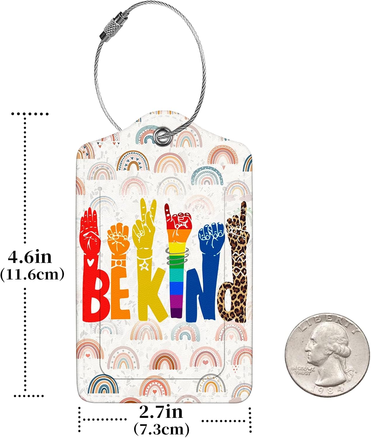 2 Pcs Luggage Tags for Suitcases, PU Leather Cruise Ship Luggage Tags with Privacy Cover Label Address Card and Durable Metal Ring Suitable for Men Women Handbags Backpacks Schoolbag,Fingers Letters