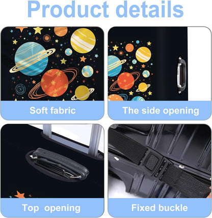 Planet Luggage Cover Washable Suitcase Protector Anti-Scratch,Stretchable Fit for 20-34Inch Luggage Durable Travel Bag Cover with Zipper Closure