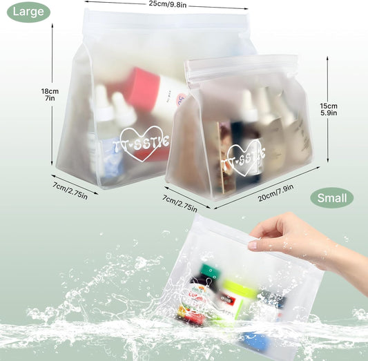 8 Pack Clear Toiletry bags, TSA Approved Quart Size Zipper Bags, PEVA Material BPA Free Leakproof Travel Makeup Cosmetic Bags, Carry on Airport Airline Compliant Bags for Wome&Men