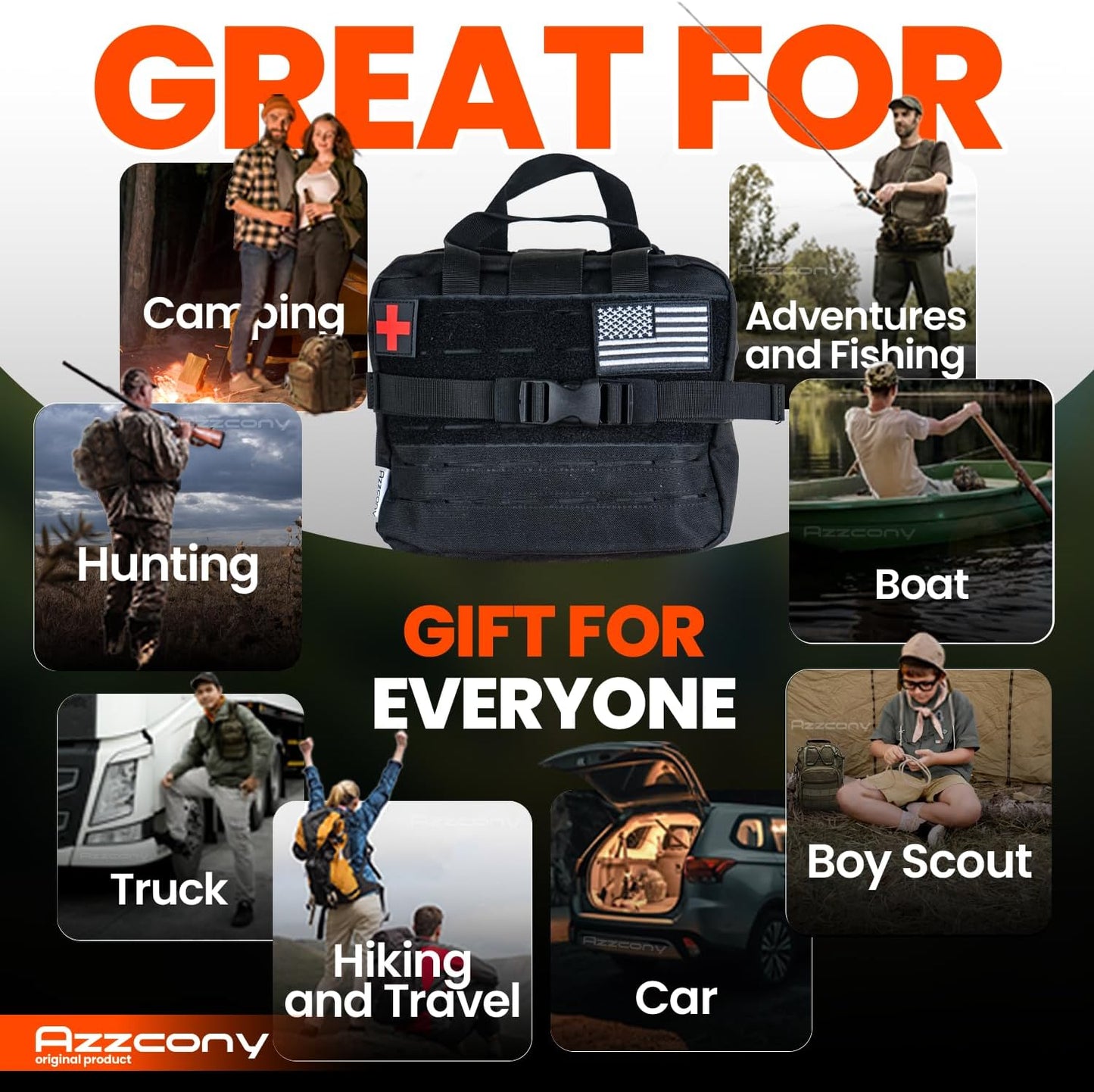 Emergency Survival Kit with First Aid Gears and Supplies - EDC Go Bugout Bag - Get Home Backpack for Camping Outdoor - Tactical Military Molle Pouch Grade - Gift for Man Woman