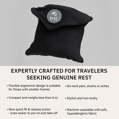 trtl Pillow Petite - Small Travel Pillow with Built-in Head and Neck Support - Comfortable Plane Neck Pillow for Traveling - Compact and Machine-Washable