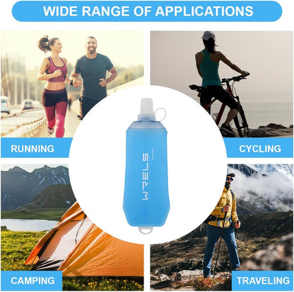 200ml/350ml/500ml Collapsible Soft Flask,BPA Free Folding Soft Water Bottle with Hanging Ring,Lightweight TPU Hydration Flask for Running Marathon Cycling Hiking(500ml-2 Packs)