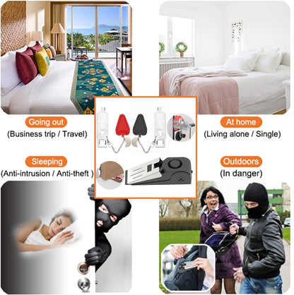 3 Packs Portable Door Stop Alarm & Door Lock, Upgraded Home Security Door Locker Devices Pocket Door Stopper Self Defensey Tools for Travel Home Apartment
