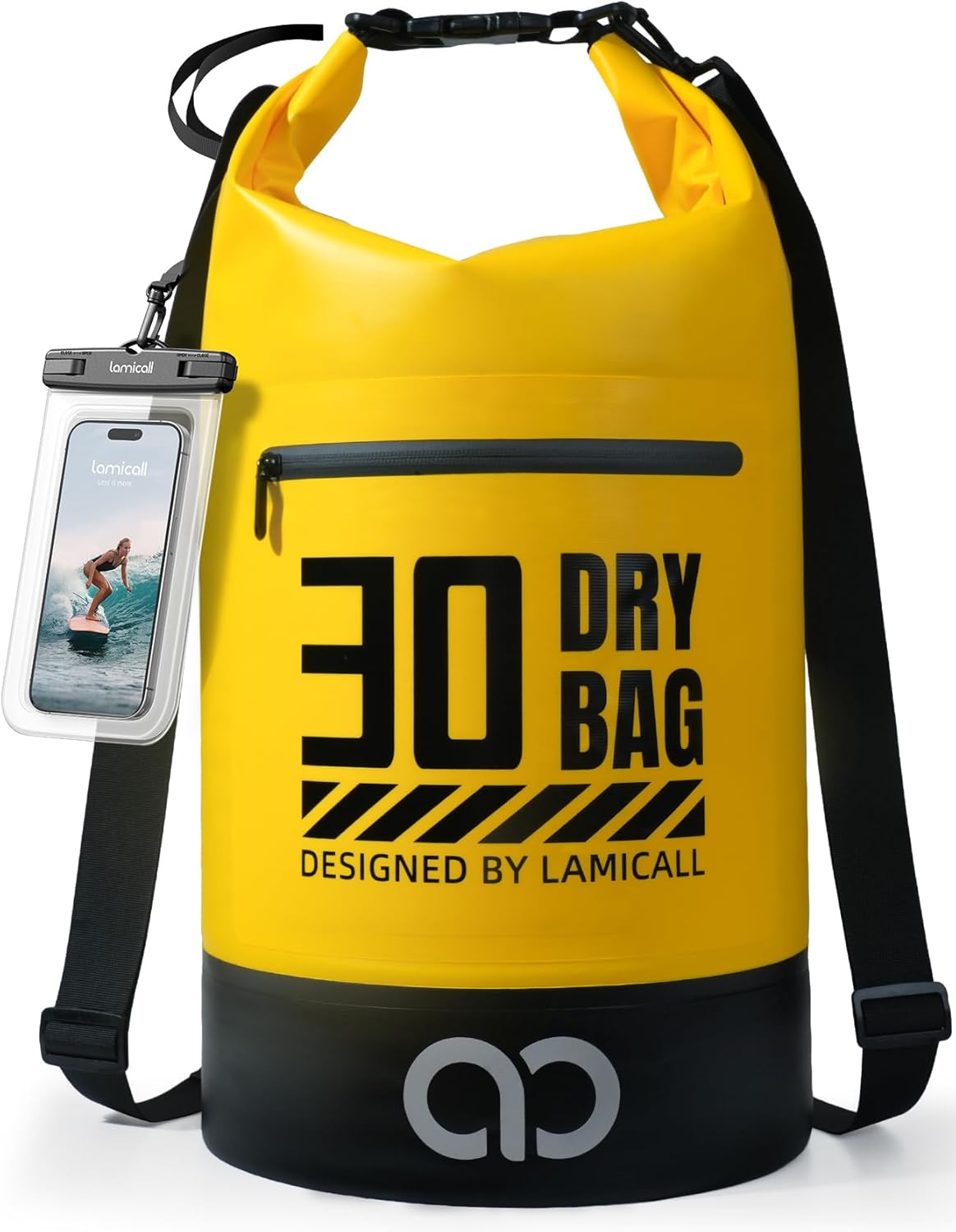 Lamicall Dry Bag Waterproof Backpack - [Zippered Pocket] 5L/10L/20L/30L/40L Roll Top Waterproof Bag with Water Proof Phone Pouch, Floatable Drybag for Swimming, Boating, Kayaking, Camping, Beach