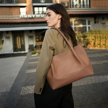 KKXIU Tote Bag for Women Vegan Leather Shoulder Purse Large Capacity Travel Bag