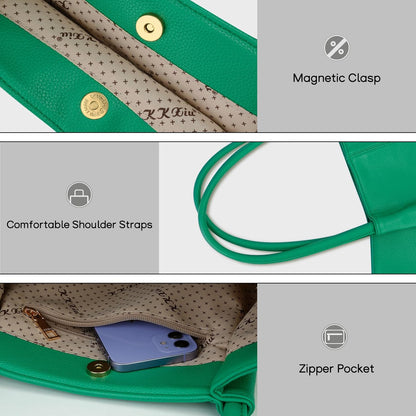 KKXIU Tote Bag for Women Vegan Leather Shoulder Purse Large Capacity Travel Bag