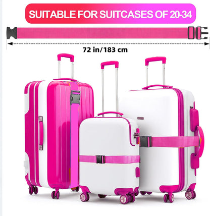 Luggage Straps for Suitcases TSA Approved, Travel Belt Suitcase Belt, Suitcase Straps TSA Approved, Luggage Belt Strap TSA Approved, Travel Straps for Luggage, Luggage Band Bag Straps, Pink