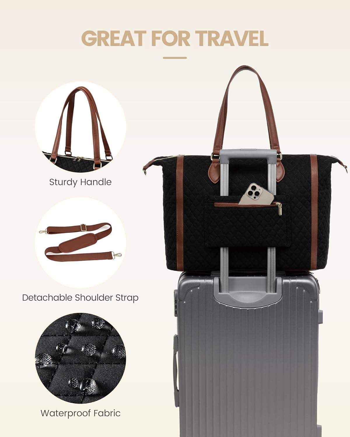 LOVEVOOK 4-in-1 Travel Weekender for Women - Duffle With Shoes Compartment, Carry On Overnight Tote, Toiletry Bag & Wet Pocket - Large Hospital Bag for Labor and Delivery