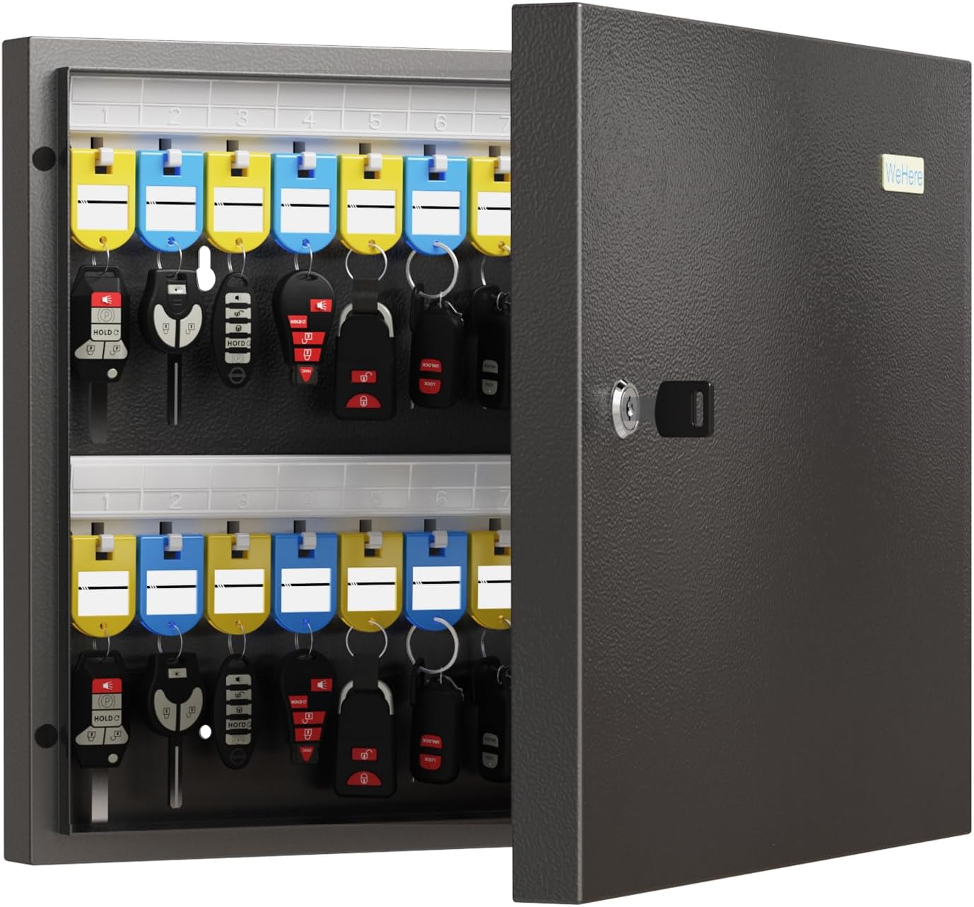 48 Key Cabinet Organizer, Key Lock Box, Key Safe Security Storage Lockbox Holder for Valets, Hotels, Car and House Keys, Key Keeper Box – Black