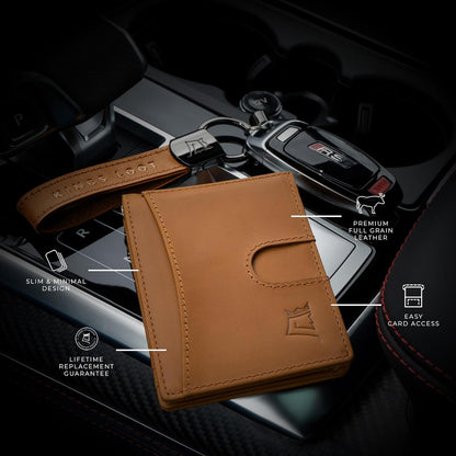 Kings Loot Money Clip Slim Minimalist Wallet for Men | RFID Blocking Leather Design with Money Clip | Front Pocket Bifold Holds 12 Cards | Stylish & Compact Wallets (Buckskin)