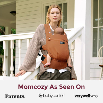 Momcozy Baby Carrier with Natural Cotton Linen, Built to Last, Ergonomic Design, 7-44lbs for Infant and Toddler, Lightweight and Comfortable, Hands-Free for Moms&Dads, Sepia