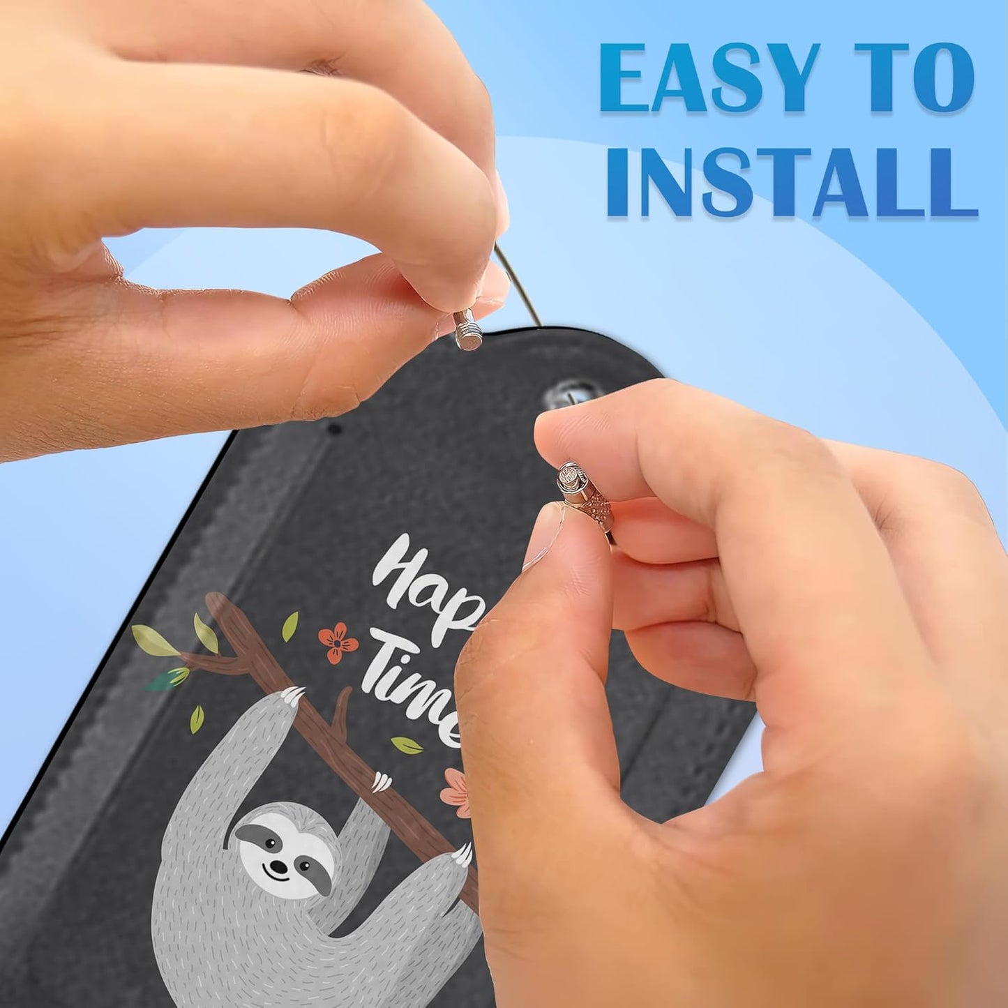 Set of 2 Funny Sloth,Happy Time Cartoon Animal Luggage Tags for Suitcases, Cute Sloth, Colorful Tropical Leaves Leather Suitcase Tag Name Identifiers Labels for Travel Bag Baggage Backpack