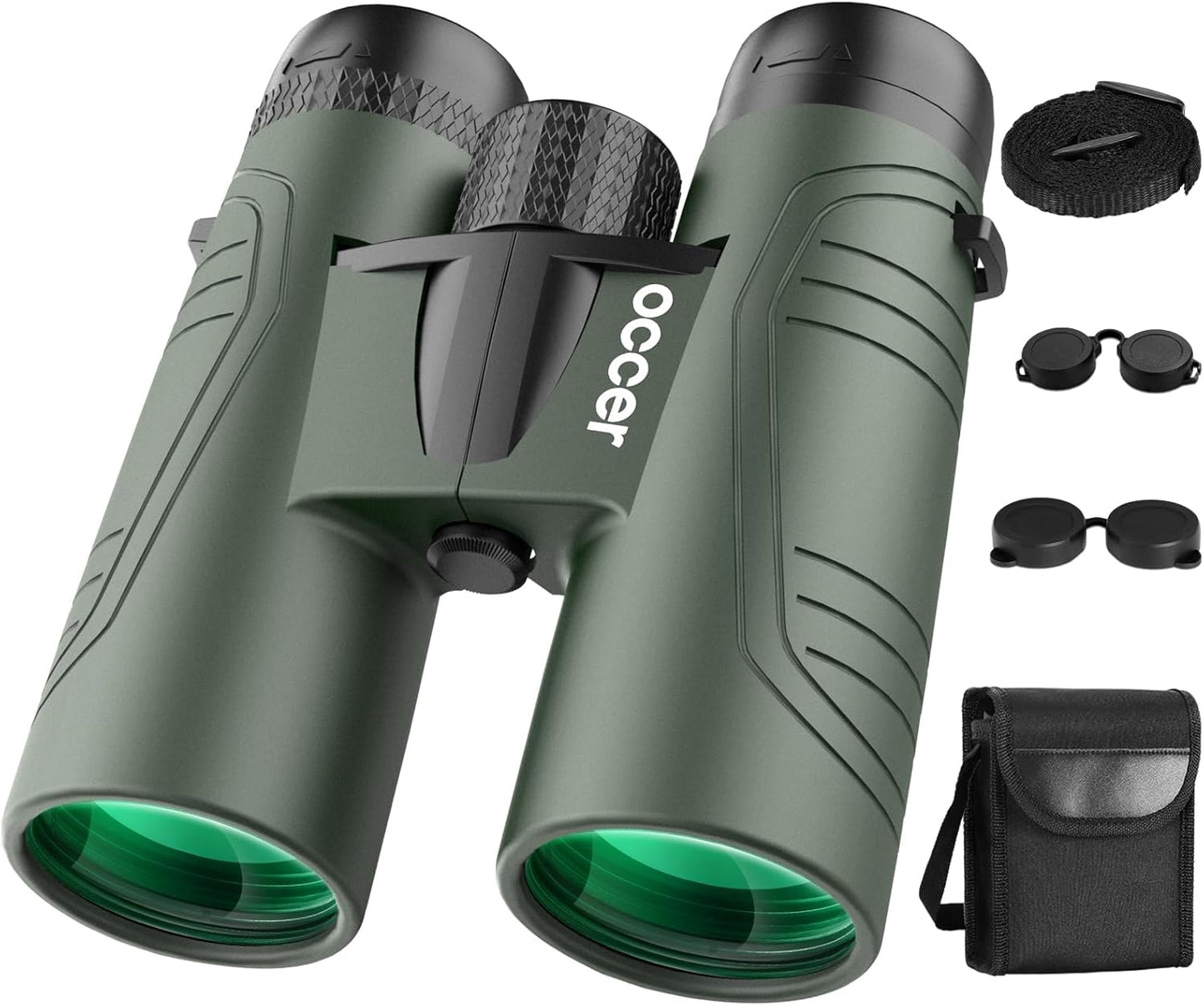 15x42 Binoculars for Adults High Powered - Occer HD Lightweight Travel Hunting Binoculars with Clear Low Light Vision for Bird Watching, Whale Watching, Camping -Green
