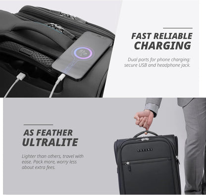 Verage Under Seat Luggage with Wheels, Softside Small Suitcase Spinner Carry On Luggage Bags for Airlines Airplanes Short Trip Men Women (Grey, 14-Inch Underseat)