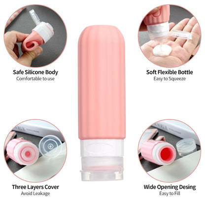 16 Pack Travel Bottles Set for Toiletries, Leakproof Travel Containers for Toiletries TSA Approved Silicone Travel Accessories Squeezable Refillable 3oz for Shampoo Conditioner Lotion