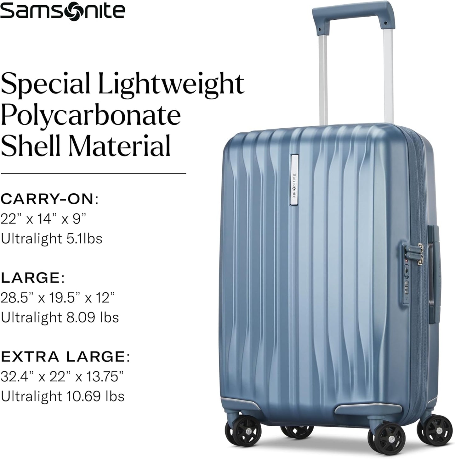 Samsonite UpLIFT Carry-On Hardside Luggage with Spinner Wheels - Airline-Approved, TSA Lock, Adjustable Handle System - Polycarbonate Hard Suitcase for Ultra Lightweight Travel - Elemental Blue