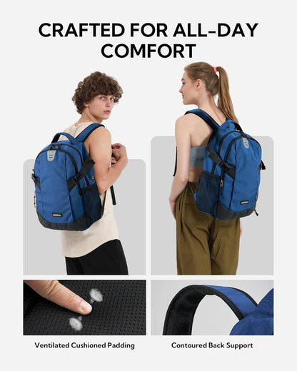 WATERFLY Small Casual Travel Backpack: 20L for Men Women Work Commuter Everyday EDC Daypack Hiking Gym Sport Workout Blue