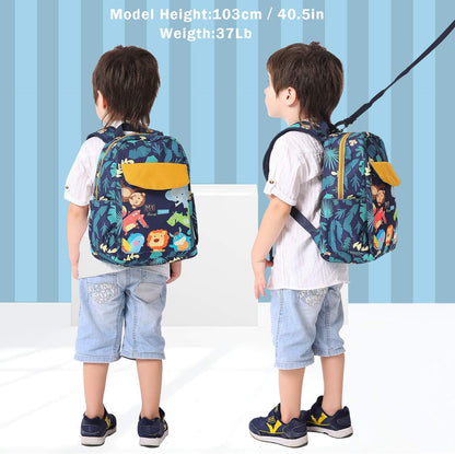 willikiva Cute Zoo Little 2d Backpack Kid Backpacks for Girls and Boys Toddler Backpack Waterproof Preschool Safety Harness Leash(Zoo)