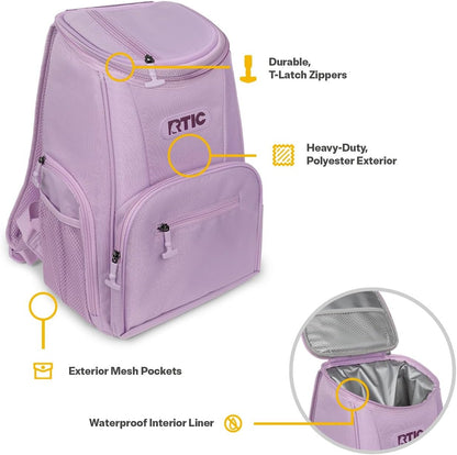 RTIC 15 Can Lightweight Backpack Cooler Soft Insulated Portable Bag for Lunch, Beach, Drink, Beverage, Travel, Camping, Picnic, Car, Hiking,
