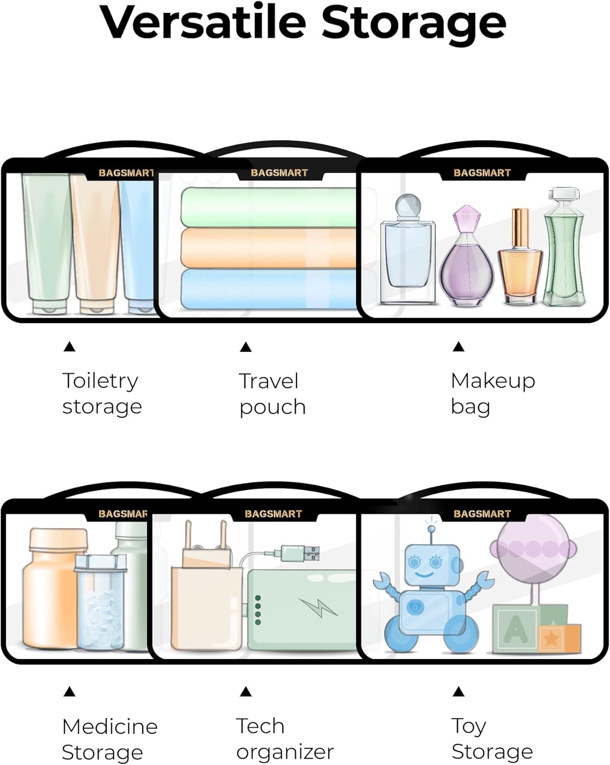 BAGSMART TSA Approved Toiletry Bag, Clear Travel Toiletry Bag, Makeup Cosmetic Pouch Bag for Women Quart Size Compliant Bag Organizer for Travel Essentials (Pink Pack of 2)