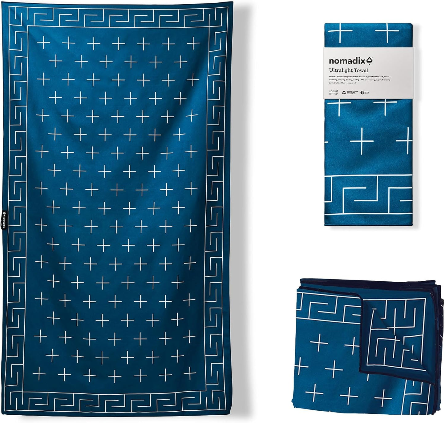 Nomadix Ultralight Towel - Quick Dry & Super Lightweight - Perfect As A Pack Towel to Save On Space - Made with Recycled Materials - Barton Dark Blue - 30x54