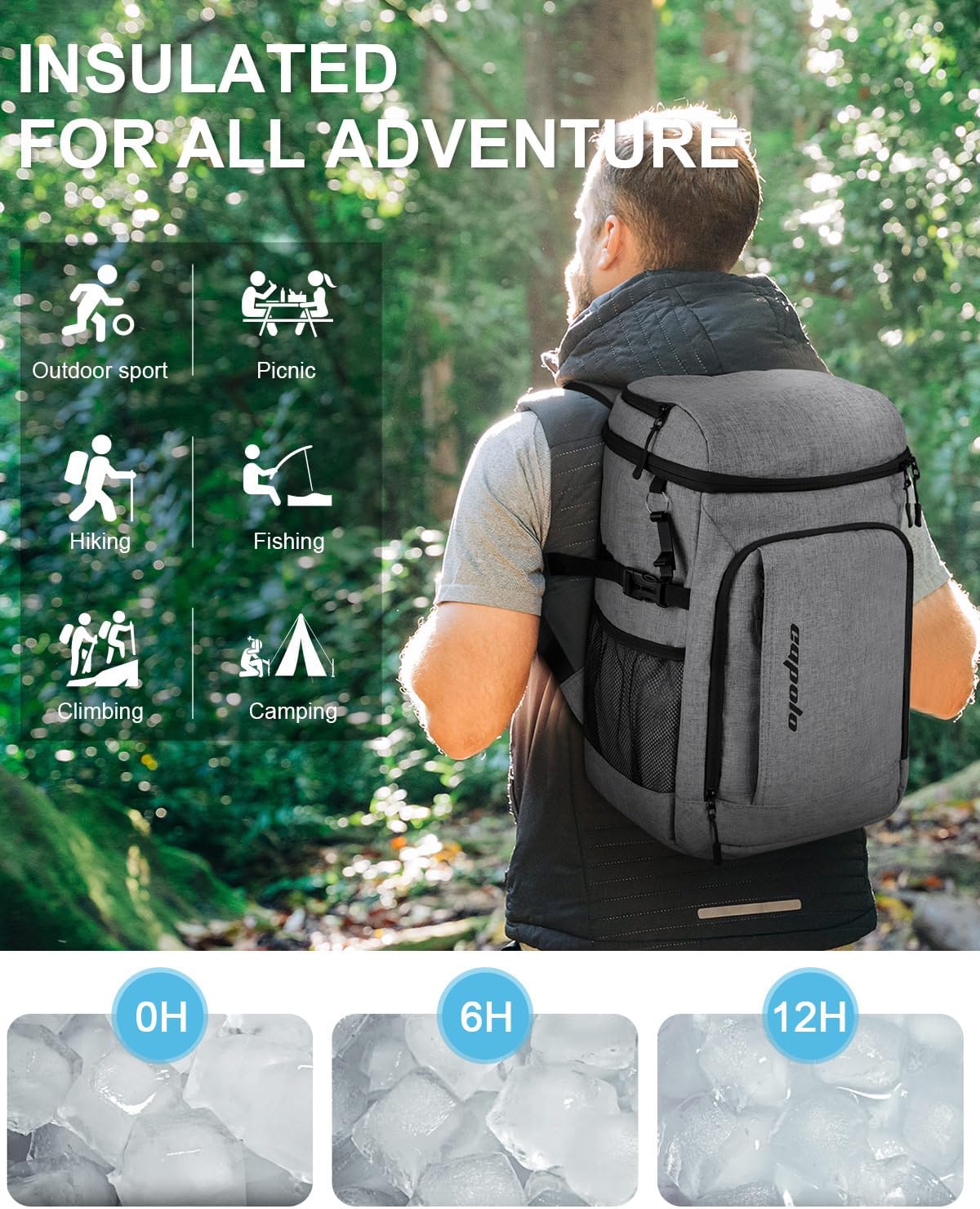 Capolo 36/45 Cans Cooler Backpack Insulated Waterproof for Women Men Lunch Backpack Coolers Leak Proof Soft Cooler Bags