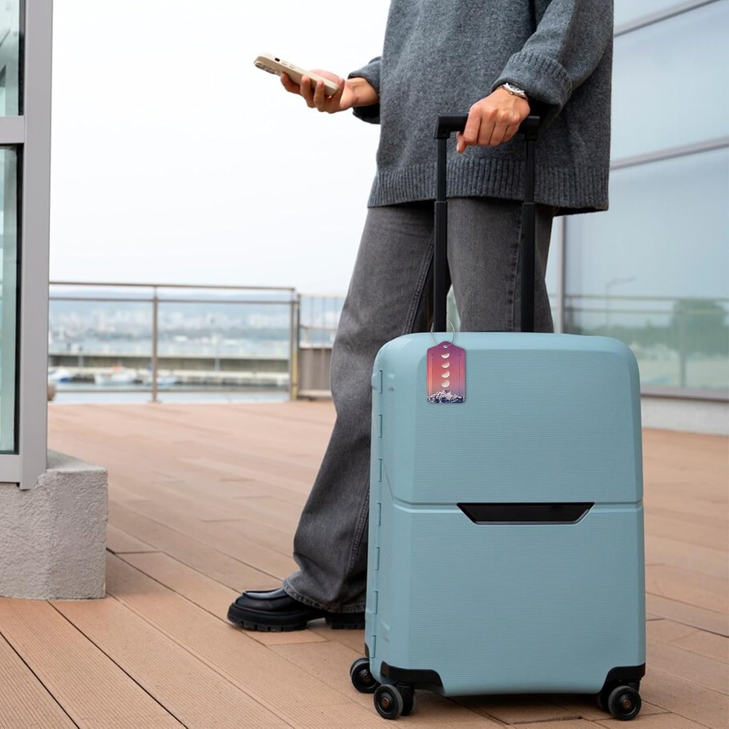 2 Pack Luggage Tag for Suitcase, Cute Unique Leather Suitcase Tags Identifiers with Privacy Name Address Labels & Durable Steel Loop for Women Men Travel