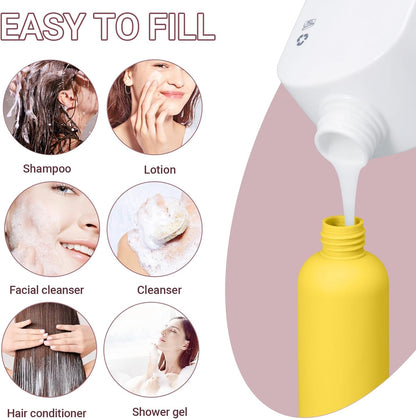 Travel Shampoo Bottle, Empty Plastic Squeeze Bottles 8.8oz with Flip Cap, Lotion Container for Toiletries Travel Size Shampoo and Conditioner