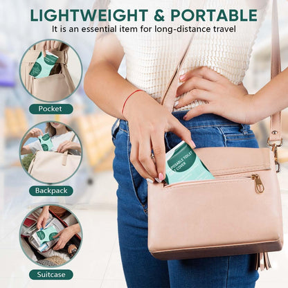 90 Pcs Disposable Flushable Paper Toilet Seat Covers Travel Supplies Essentials for Airplane, Public Restrooms, Bathroom, Hotels, Camping, Kids or Adults