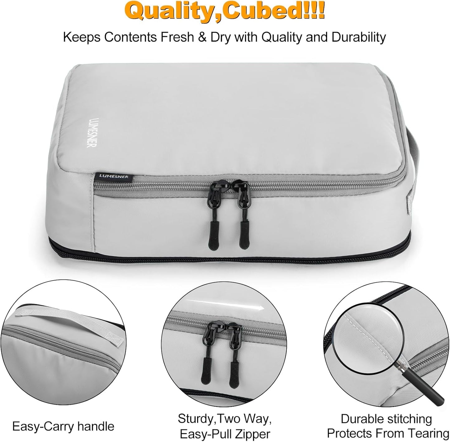 8 Set Compression Packing Cubes for Travel, Waterproof Luggage Organizers, Suitcase Organizer Set for Carry-On & Checked Baggage, Travel Accessories for Men & Women