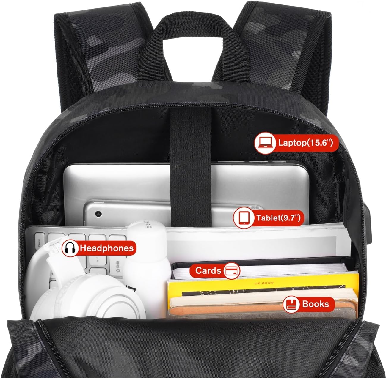 17 Inch School Backpack,Classic Bookbag Men and Teen Boy Schoolbag with USB Charging Port for High School College Office Work Travel