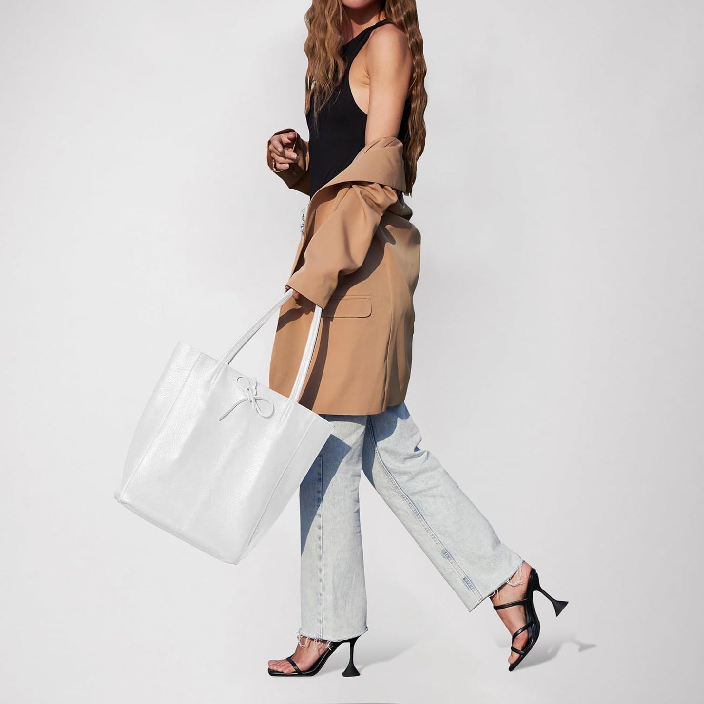 Italian Calf Leather Tote for Women with Zipper, Inner Pocket & Flat Base | Soft Unlined Shopper for Work & Travel