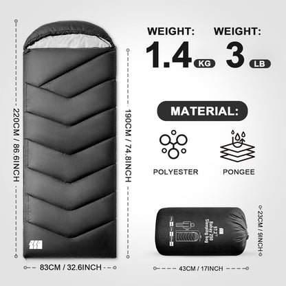 Sleeping Bags for Adults Cold Weather,Portable, Waterproof,Lightweight Camping Sleeping Bag for Tall Girls Boys with Compression Sack for Warm Camping, Hiking, Outdoor & Indoor