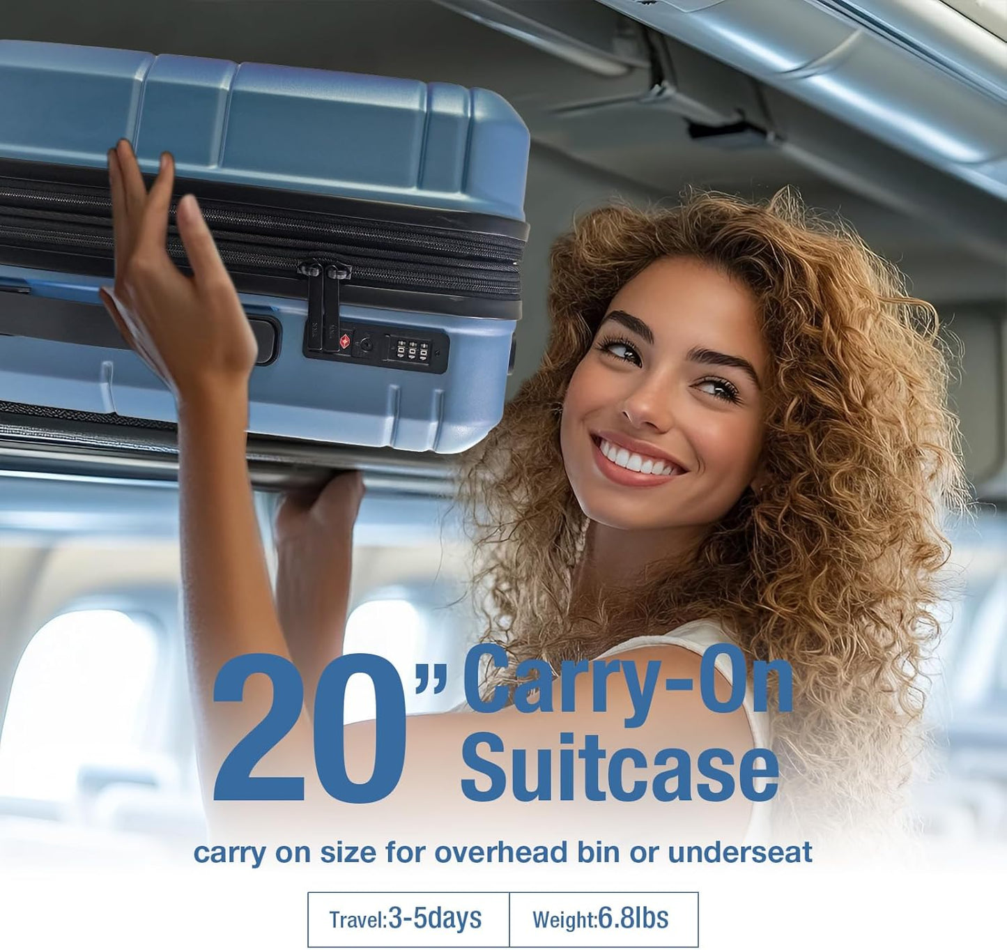 KYME Carry On Luggage 22x14x9 Airline Approved with TSA Lock Hard Shell Carry On Suitcase Lightweight Suitcases with Wheels Small Luggage for Men Women,Carry-On 20 Inch,Blue