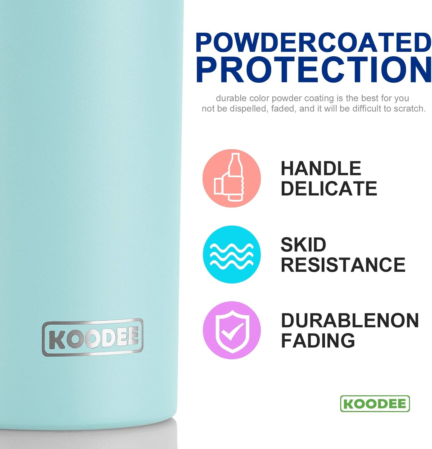 koodee 20 oz Tumbler with Lid and Straw-2 Pack Stainless Steel Insulated Skinny Tumbler Cup-Travel Beach Coffee Mug for Women (Baby Blue-White)