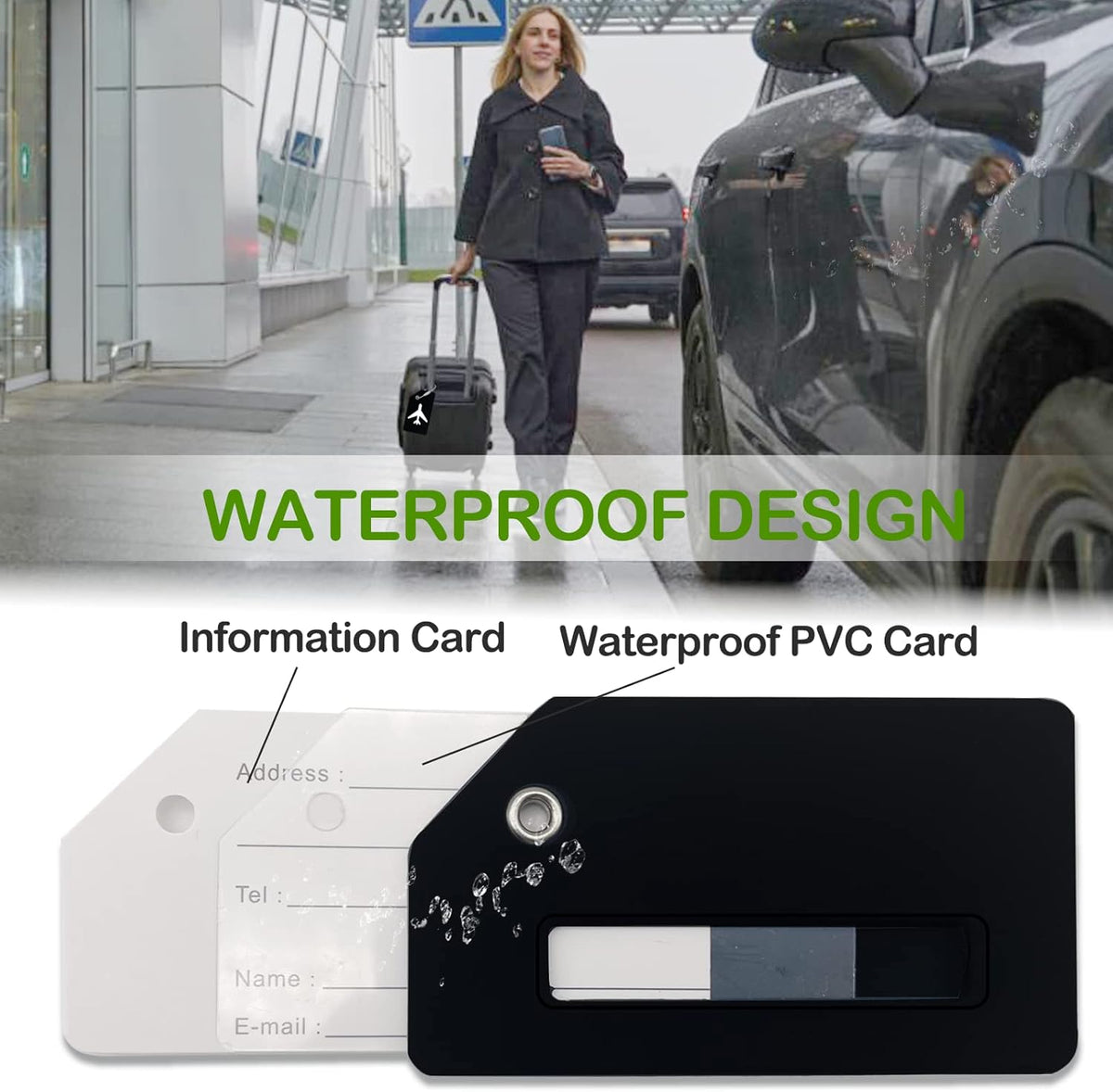 Luggage Tag 8 Pcak - Travel Essentials Accessories for Suitcases Quickly Identify, Travel Tags for Luggage, Backpacks, Bags, Baggage, Cruise Suitcases - Flexible & Bright Silicone (Black