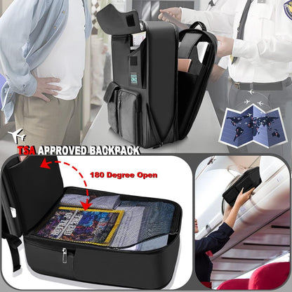 ZINZ Laptop Backpack 15 15.6 16 Inch, Expandable Computer Rucksack with Multi-Pockets Anti-Theft Travel Daypack for Men and Women,Black