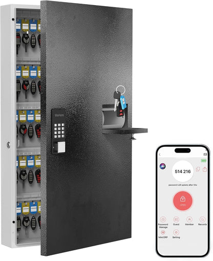104 Keys Lock Box with Drop Slot, Key Cabinet Wall Mount, Fixed Code/OTP, APP Bluetooth/Wi-Fi, Spare Key Unlock, Large Key Return Box for Hotel, Car Dealerships, Realtors, Office