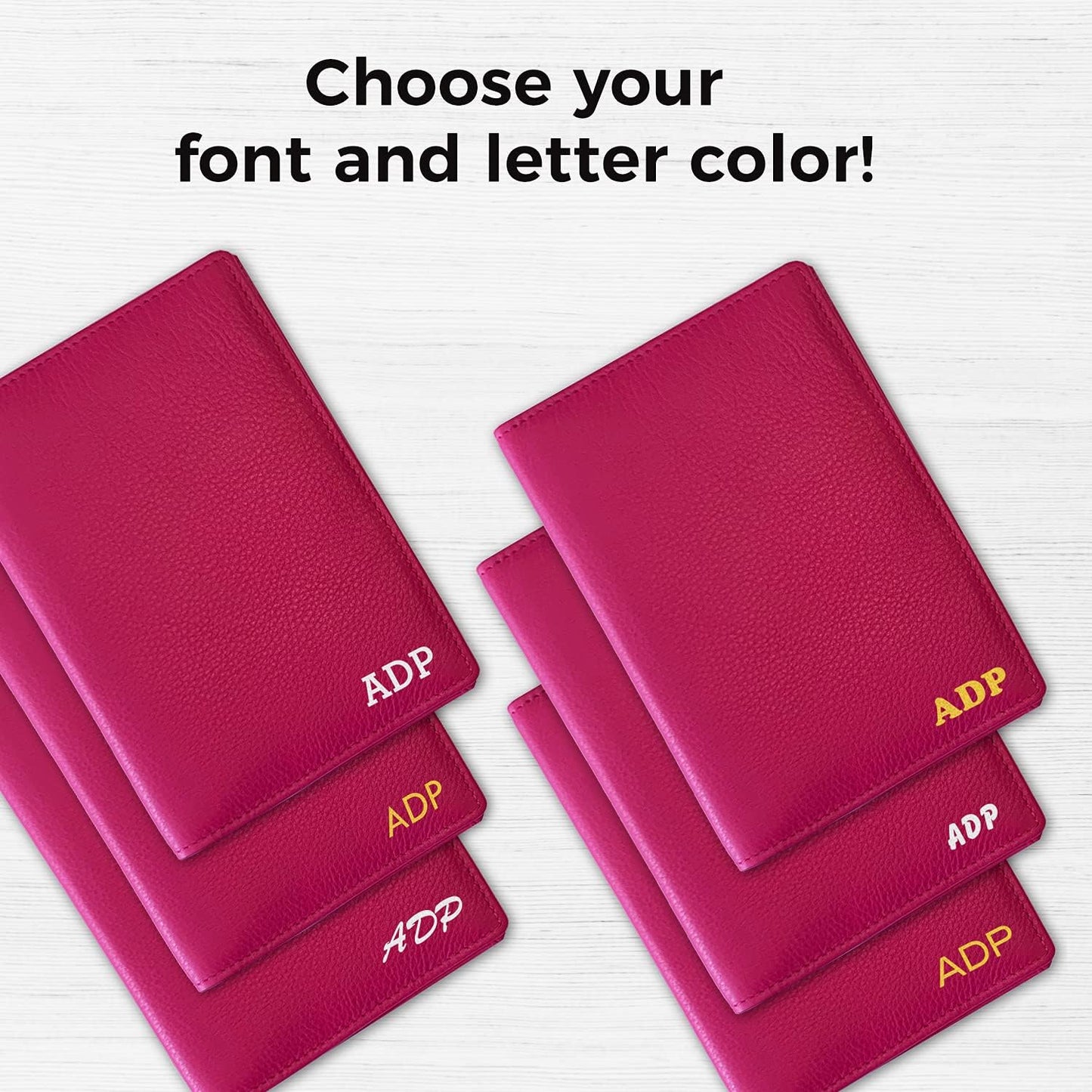 Personalized Monogrammed Bright Pink Leather RFID Passport Wallet