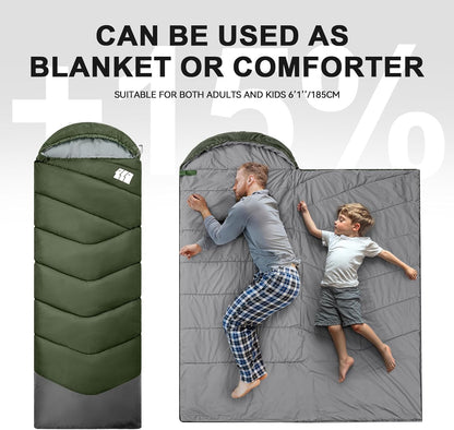 Sleeping Bags for Adults Cold Weather,Portable, Waterproof,Lightweight Sleeping Bag for Tall Girls Boys with Compression Sack for Warm Camping, Hiking, Outdoor & Indoor