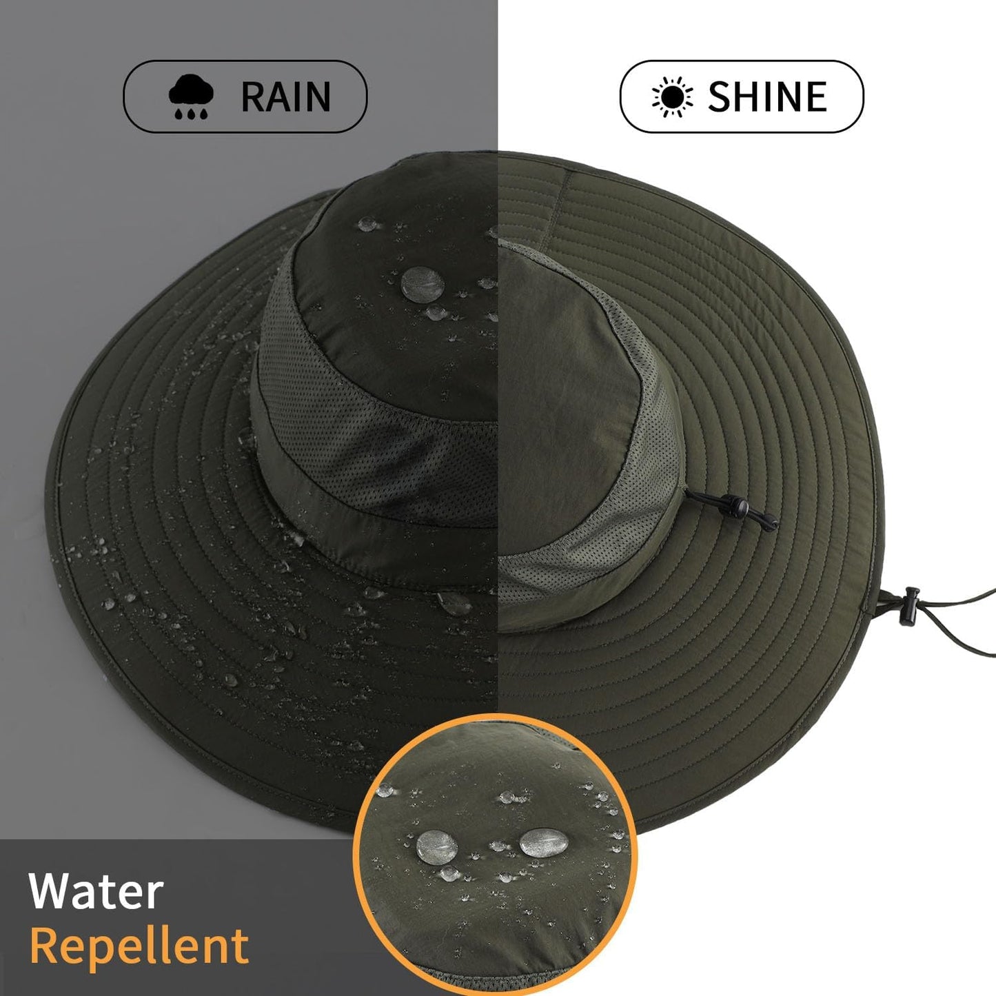 Home Prefer UPF50+ Mens Sun Hat Wide Brim Fishing Hat Foldable Large Brim UV Protection Sun Hat for Men Women Beach Gardening