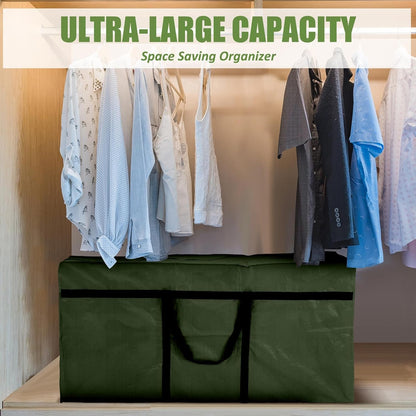 4 Pcs Large Moving Bags with Zipper and Handles Foldable Storage Duffle Bags Heavy Duty Extra Large Totes for College Dorm Travel Clothes Blankets Bedding Moving(96 Gallon,Green)