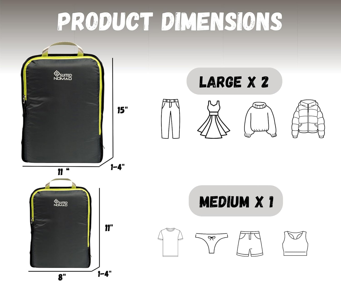 6 Set/3 Set Ultralight Compression Packing Cubes, Suitcase and Backpack Travel Organizer Bags (Shadow Gray, 3Piece)