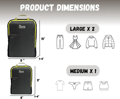 6 Set/3 Set Ultralight Compression Packing Cubes, Suitcase and Backpack Travel Organizer Bags (Shadow Gray, 3Piece)