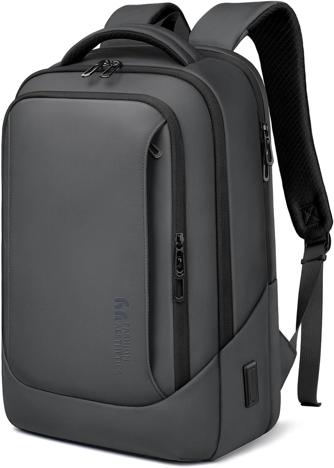 hk Laptop Backpack for Men with USB Charging Port Water-Resistant for 15.6 Inch Computer Bag Durable High-Tech Daypack Casual Backpack for Business Work College Weekender Travel- Dark Grey