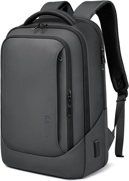 hk Laptop Backpack for Men with USB Charging Port Water-Resistant for 15.6 Inch Computer Bag Durable High-Tech Daypack Casual Backpack for Business Work College Weekender Travel- Dark Grey