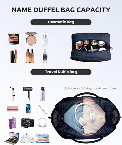 Gifts for Teen-Girls-Initial Duffle Bag with Shoe Compartment, Personalized Weekender Bag, Monogram Overnight Bag, Travel Bag with Makeup Bag，Birthday Gift Graduate Gifts for Her (Letter H)